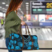 Blue Hawaii Kukui Nut Lei Travel Bag Hawaiian Pattern Monstera Tropical Vibes - Polynesian Pride