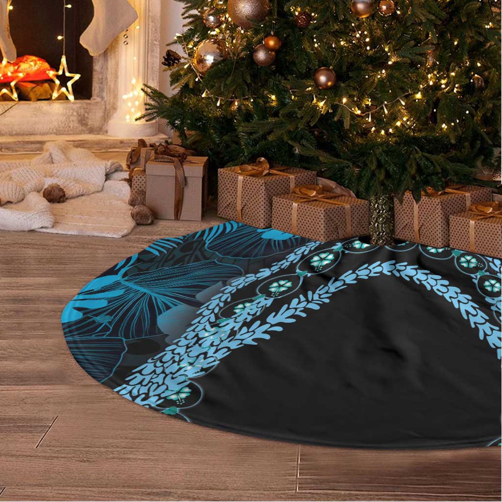 Blue Hawaii Kukui Nut Lei Tree Skirt Hawaiian Pattern Monstera Tropical Vibes - Polynesian Pride
