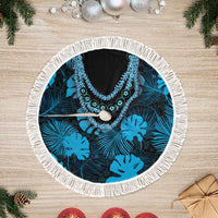 Blue Hawaii Kukui Nut Lei Tree Skirt Hawaiian Pattern Monstera Tropical Vibes - Polynesian Pride