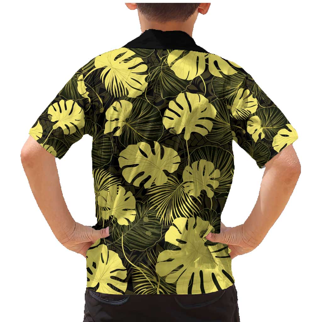 Yellow Hawaii Kukui Nut Lei Family Matching Mermaid Dress and Hawaiian Shirt Hawaiian Pattern Monstera Tropical Vibes - Polynesian Pride