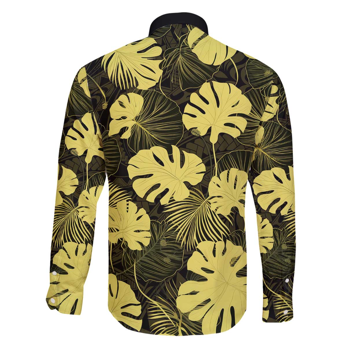 Yellow Hawaii Kukui Nut Lei Family Matching Off The Shoulder Long Sleeve Dress and Hawaiian Shirt Hawaiian Pattern Monstera Tropical Vibes - Polynesian Pride