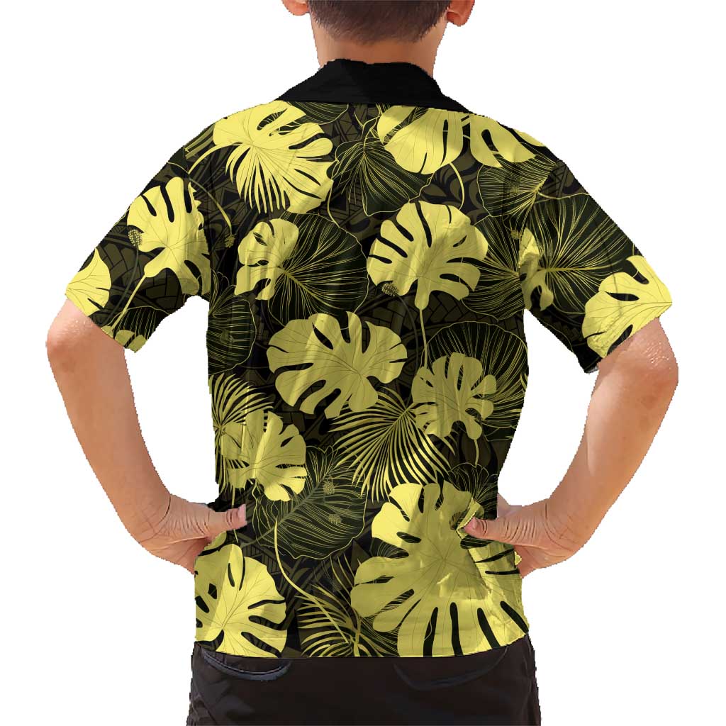 Yellow Hawaii Kukui Nut Lei Family Matching Puletasi and Hawaiian Shirt Hawaiian Pattern Monstera Tropical Vibes LT14 - Polynesian Pride