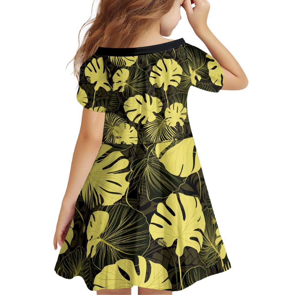 Yellow Hawaii Kukui Nut Lei Family Matching Puletasi and Hawaiian Shirt Hawaiian Pattern Monstera Tropical Vibes LT14 - Polynesian Pride