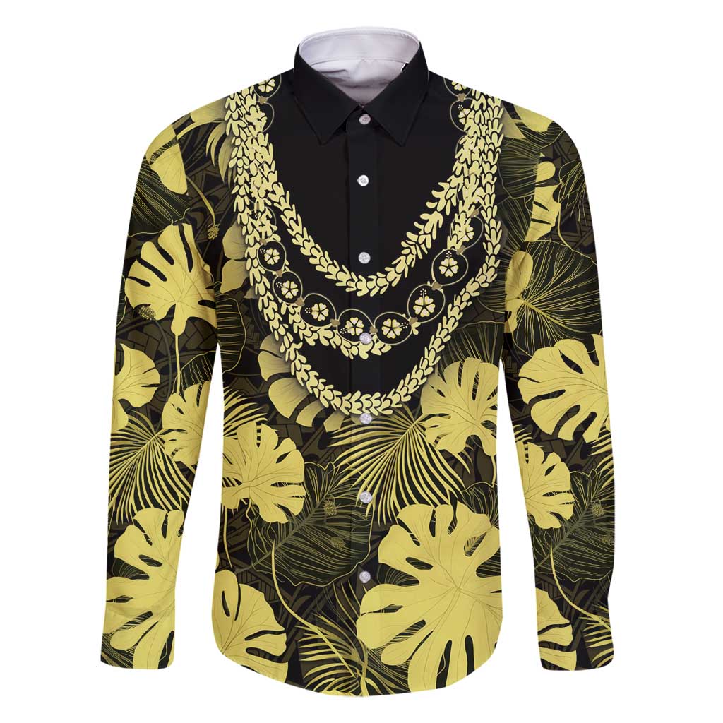 Yellow Hawaii Kukui Nut Lei Family Matching Tank Maxi Dress and Hawaiian Shirt Hawaiian Pattern Monstera Tropical Vibes - Polynesian Pride