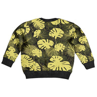 Yellow Hawaii Kukui Nut Lei Kid Ugly Christmas Sweater Hawaiian Pattern Monstera Tropical Vibes - Polynesian Pride