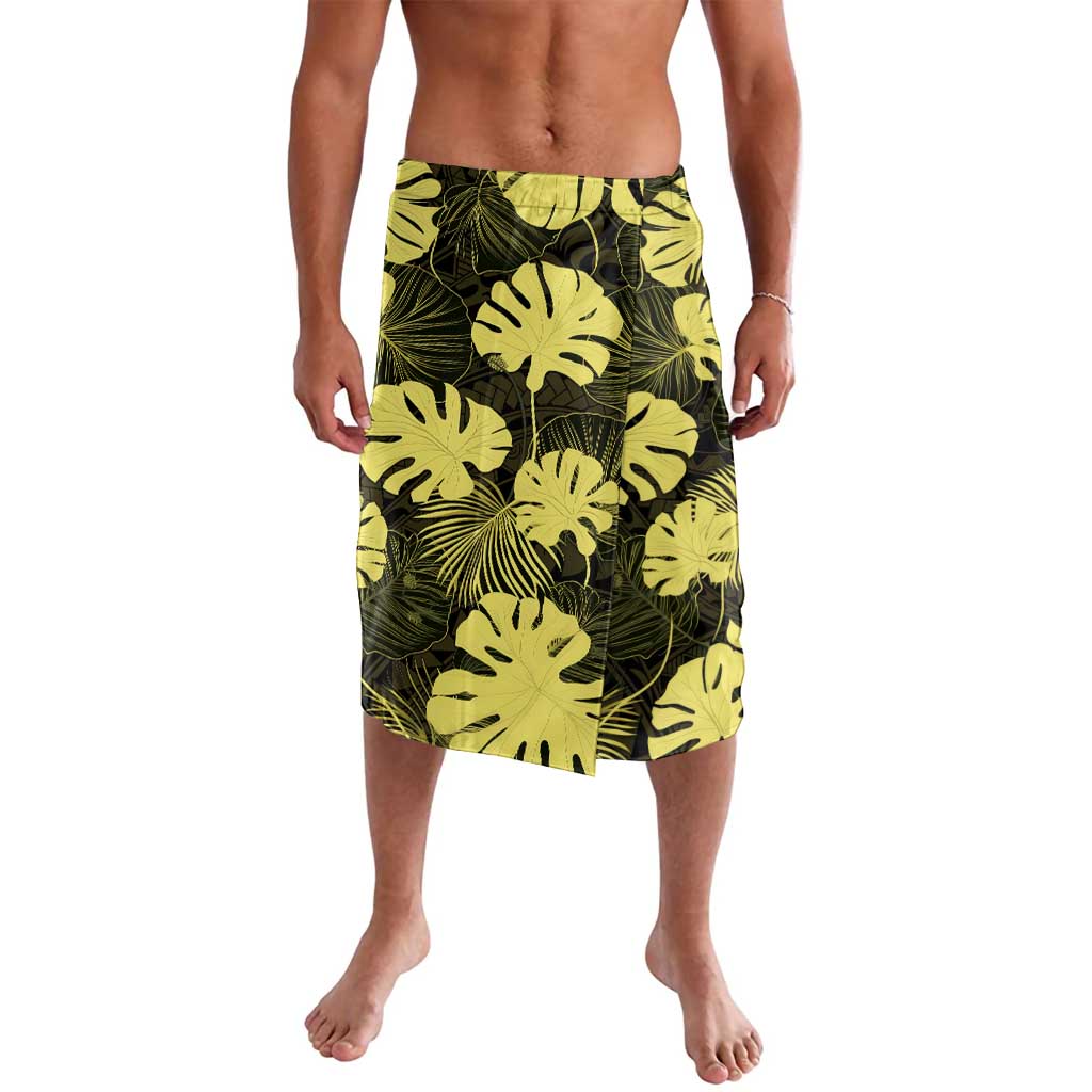 Yellow Hawaii Kukui Nut Lei Lavalava Hawaiian Pattern Monstera Tropical Vibes - Polynesian Pride