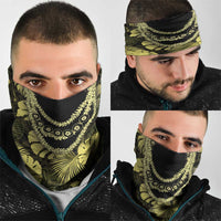 Yellow Hawaii Kukui Nut Lei Neck Gaiter Hawaiian Pattern Monstera Tropical Vibes - Polynesian Pride