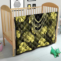 Yellow Hawaii Kukui Nut Lei Quilt Hawaiian Pattern Monstera Tropical Vibes - Polynesian Pride