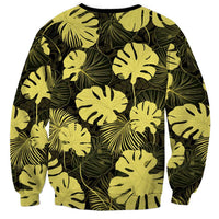 Yellow Hawaii Kukui Nut Lei Sweatshirt Hawaiian Pattern Monstera Tropical Vibes - Polynesian Pride