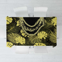 Yellow Hawaii Kukui Nut Lei Tablecloth Hawaiian Pattern Monstera Tropical Vibes - Polynesian Pride