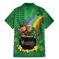 Hawaii Saint Patrick's Day Family Matching Mermaid Dress and Hawaiian Shirt Funny Leprechaun With Pot Of Gold - Polynesian Tattoo LT14 - Polynesian Pride