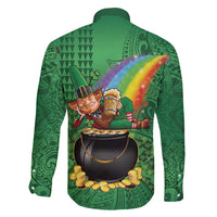 Hawaii Saint Patrick's Day Family Matching Off Shoulder Maxi Dress and Hawaiian Shirt Funny Leprechaun With Pot Of Gold - Polynesian Tattoo LT14 - Polynesian Pride