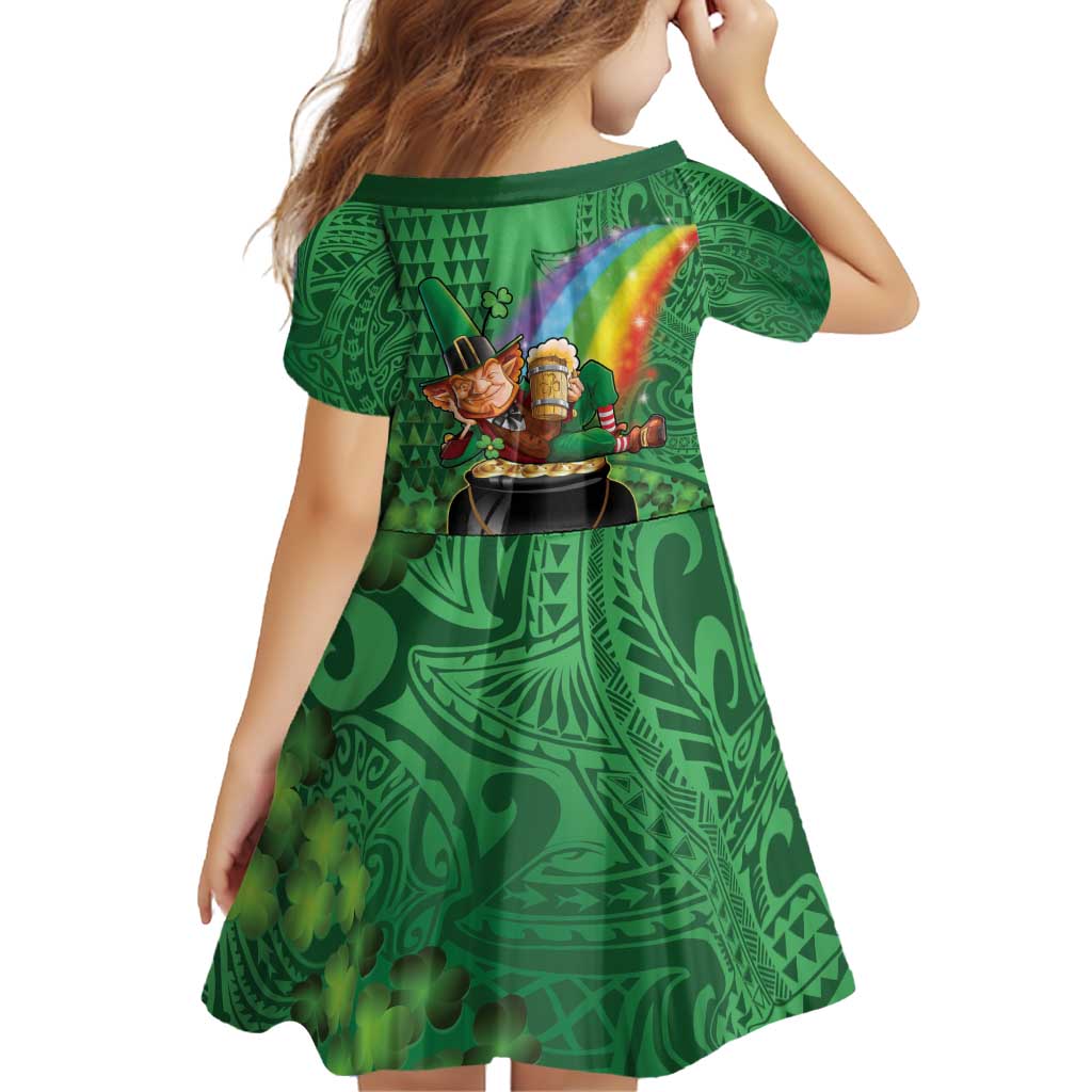 Hawaii Saint Patrick's Day Family Matching Puletasi and Hawaiian Shirt Funny Leprechaun With Pot Of Gold - Polynesian Tattoo LT14 - Polynesian Pride