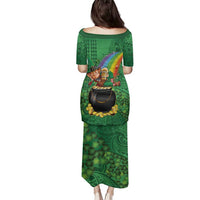 Hawaii Saint Patrick's Day Family Matching Puletasi and Hawaiian Shirt Funny Leprechaun With Pot Of Gold - Polynesian Tattoo LT14 - Polynesian Pride