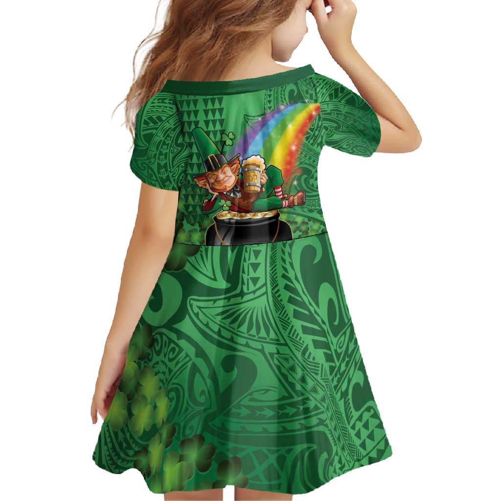 Hawaii Saint Patrick's Day Family Matching Summer Maxi Dress and Hawaiian Shirt Funny Leprechaun With Pot Of Gold - Polynesian Tattoo LT14 - Polynesian Pride