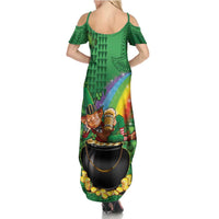 Hawaii Saint Patrick's Day Family Matching Summer Maxi Dress and Hawaiian Shirt Funny Leprechaun With Pot Of Gold - Polynesian Tattoo LT14 - Polynesian Pride