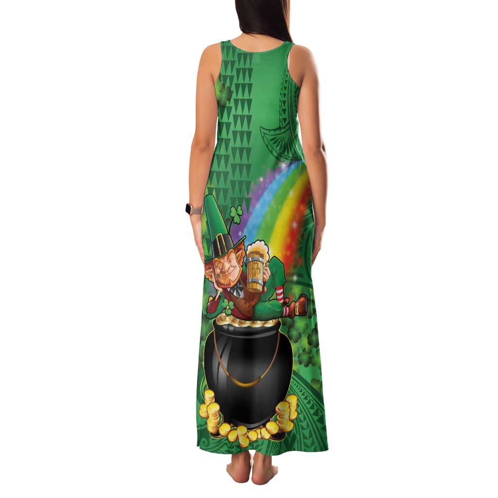 Hawaii Saint Patrick's Day Family Matching Tank Maxi Dress and Hawaiian Shirt Funny Leprechaun With Pot Of Gold - Polynesian Tattoo LT14 - Polynesian Pride