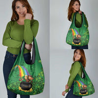 Hawaii Saint Patrick's Day Grocery Bag Funny Leprechaun With Pot Of Gold - Polynesian Tattoo