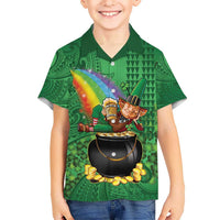 Hawaii Saint Patrick's Day Kid Hawaiian Shirt Funny Leprechaun With Pot Of Gold - Polynesian Tattoo LT14 Kid Green - Polynesian Pride