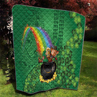 Hawaii Saint Patrick's Day Quilt Funny Leprechaun With Pot Of Gold - Polynesian Tattoo