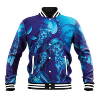 Purple Paradise Polynesia Jellyfish Baseball Jacket Plumeria Polynesian Tattoo Glowing Vibes