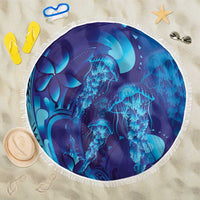 Purple Paradise Polynesia Jellyfish Beach Blanket Plumeria Polynesian Tattoo Glowing Vibes