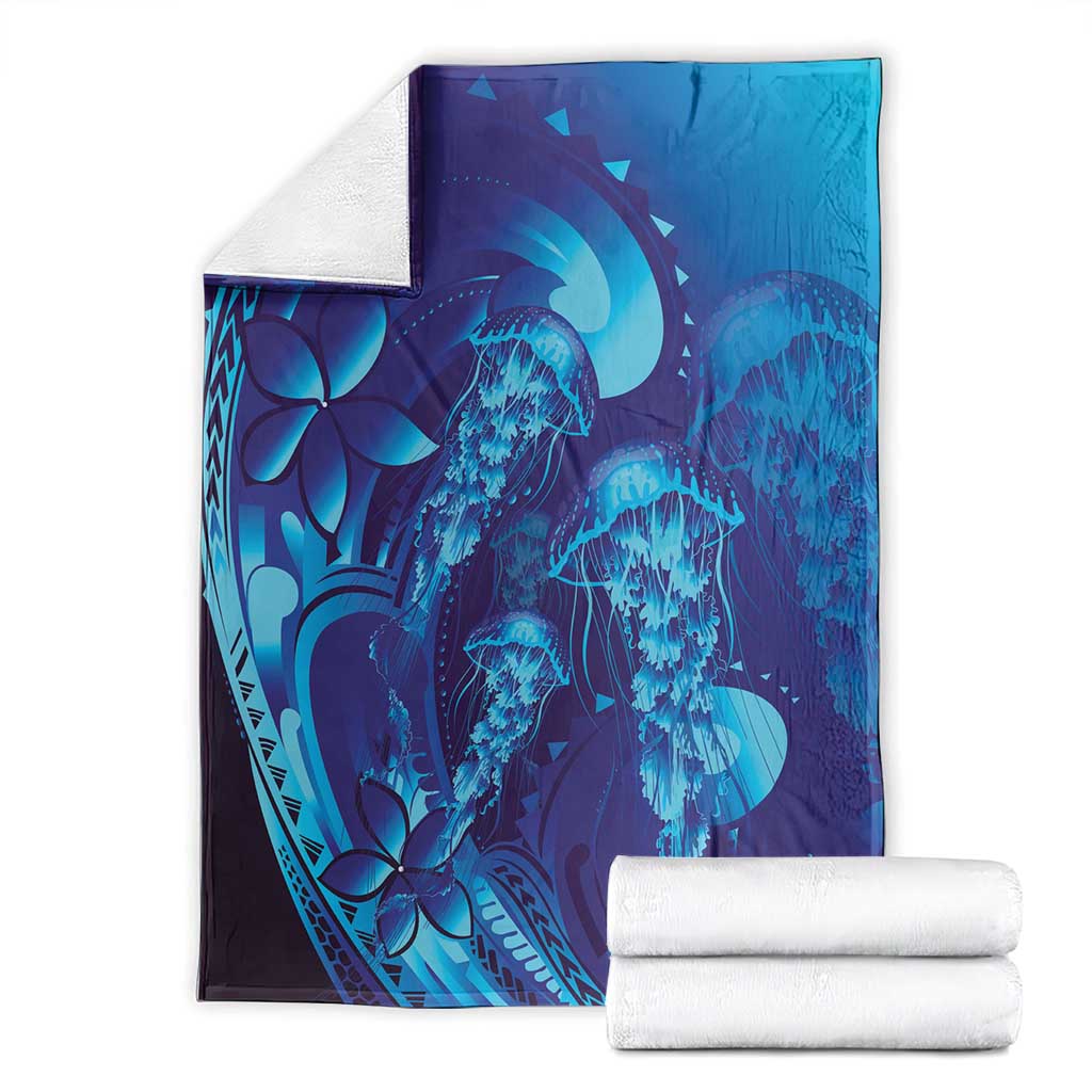 Purple Paradise Polynesia Jellyfish Blanket Plumeria Polynesian Tattoo Glowing Vibes