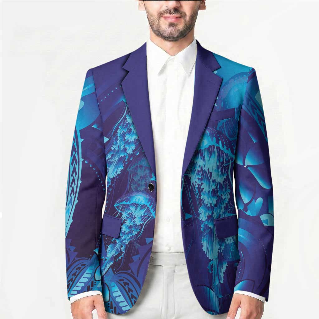 Purple Paradise Polynesia Jellyfish Blazer Plumeria Polynesian Tattoo Glowing Vibes