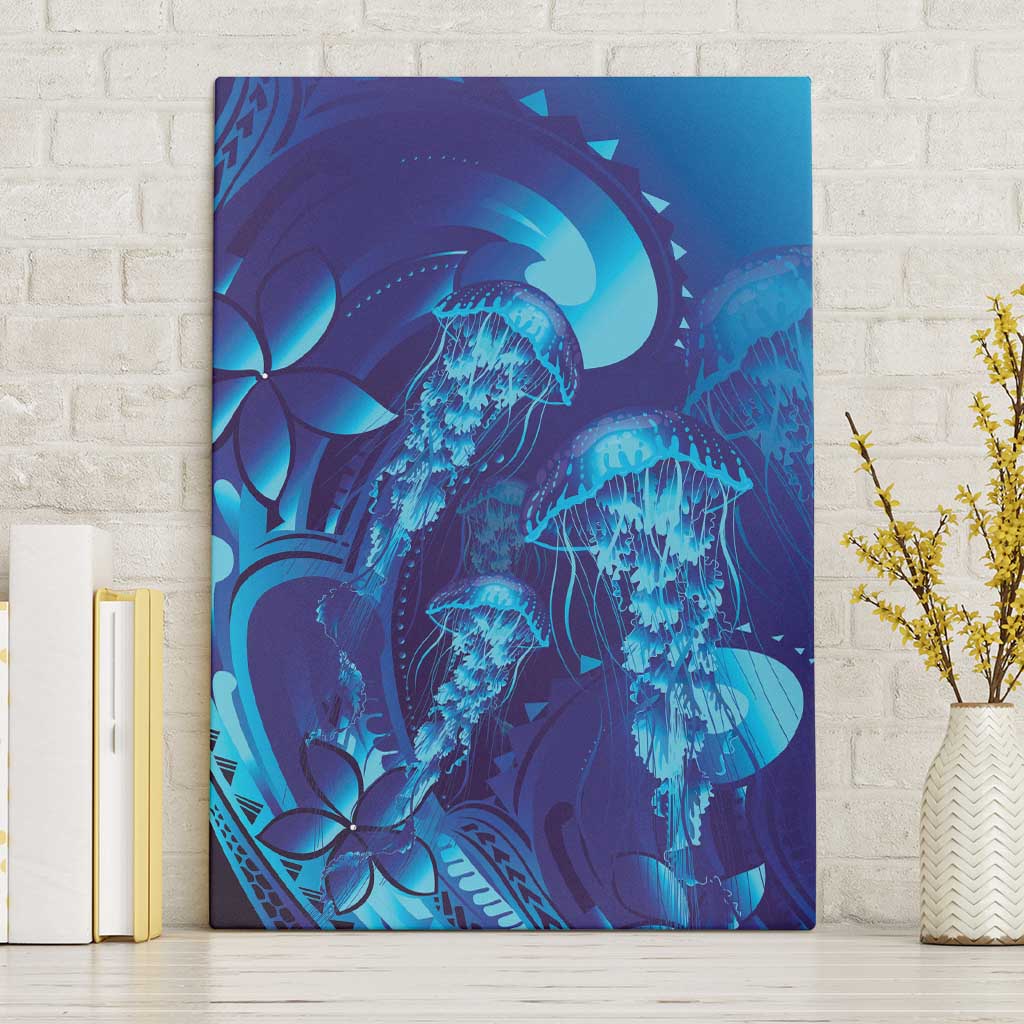 Purple Paradise Polynesia Jellyfish Canvas Wall Art Plumeria Polynesian Tattoo Glowing Vibes