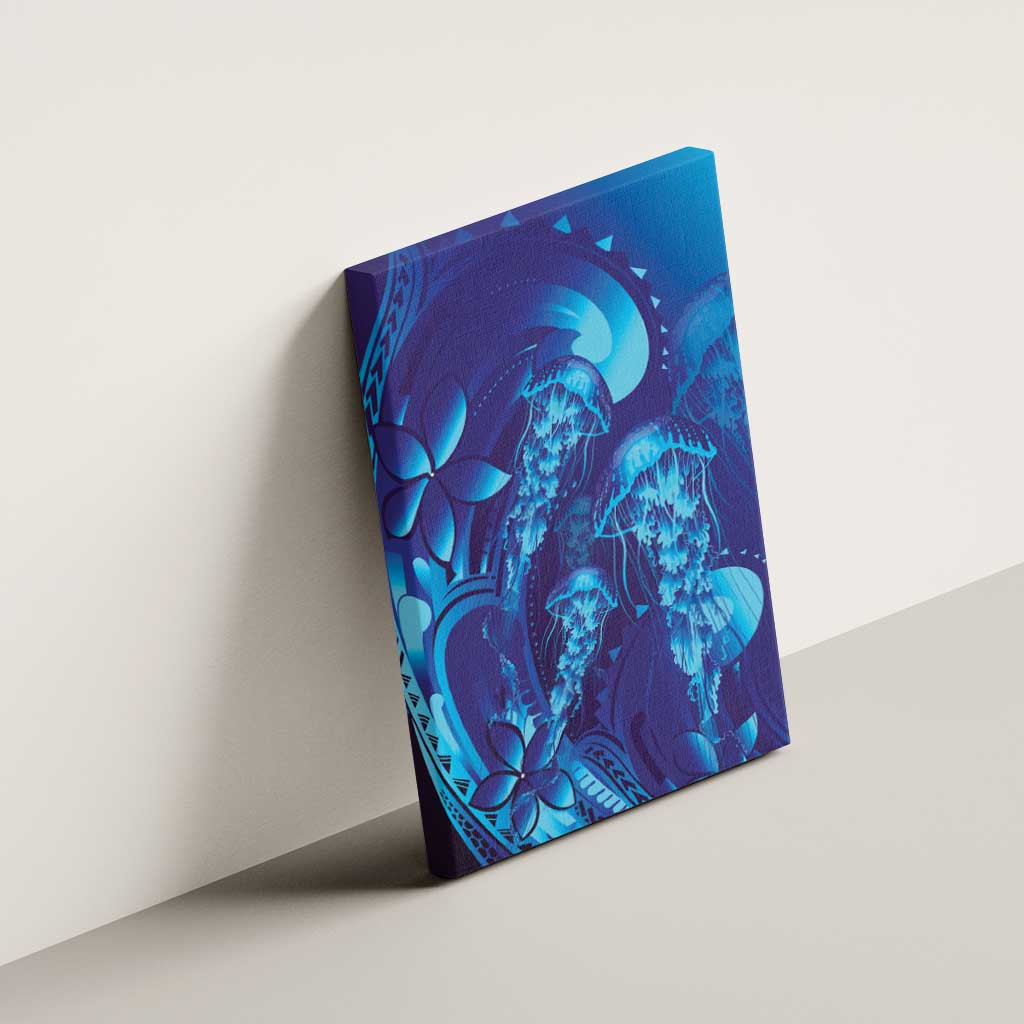 Purple Paradise Polynesia Jellyfish Canvas Wall Art Plumeria Polynesian Tattoo Glowing Vibes
