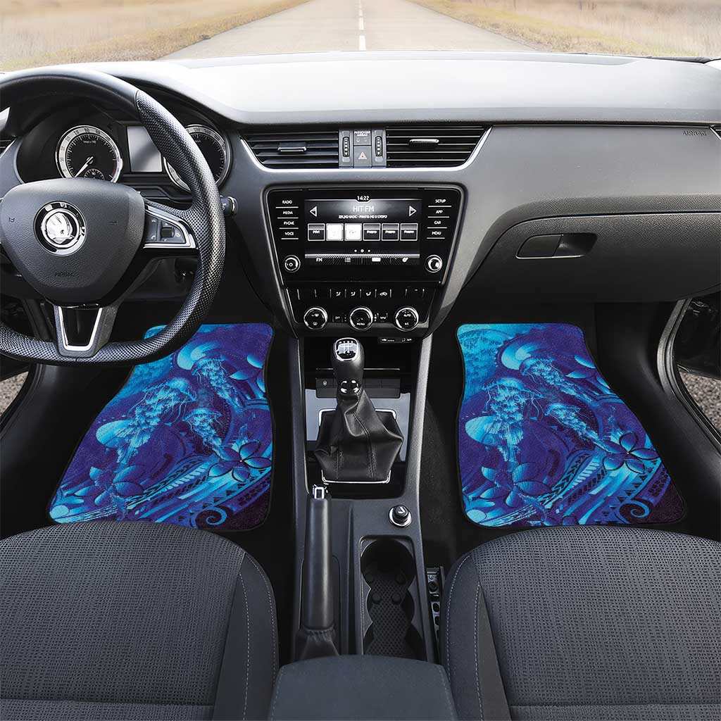 Purple Paradise Polynesia Jellyfish Car Mats Plumeria Polynesian Tattoo Glowing Vibes