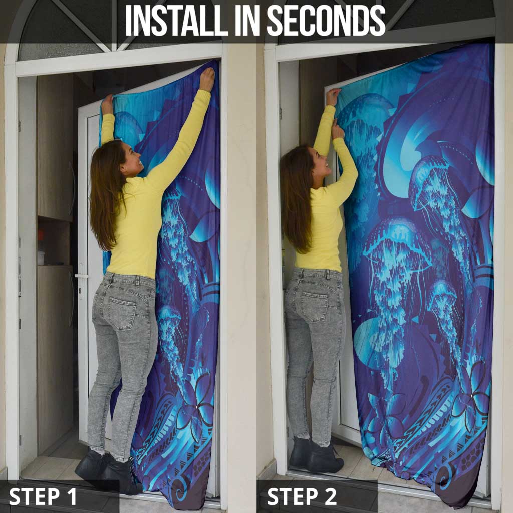 Purple Paradise Polynesia Jellyfish Door Cover Plumeria Polynesian Tattoo Glowing Vibes