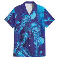 Purple Paradise Polynesia Jellyfish Family Matching Tank Maxi Dress and Hawaiian Shirt Plumeria Polynesian Tattoo Glowing Vibes LT14 Dad's Shirt - Short Sleeve Purple - Polynesian Pride