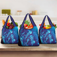 Purple Paradise Polynesia Jellyfish Grocery Bag Plumeria Polynesian Tattoo Glowing Vibes LT14 3-pack One Size Purple - Polynesian Pride