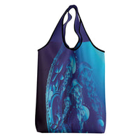 Purple Paradise Polynesia Jellyfish Grocery Bag Plumeria Polynesian Tattoo Glowing Vibes LT14 - Polynesian Pride