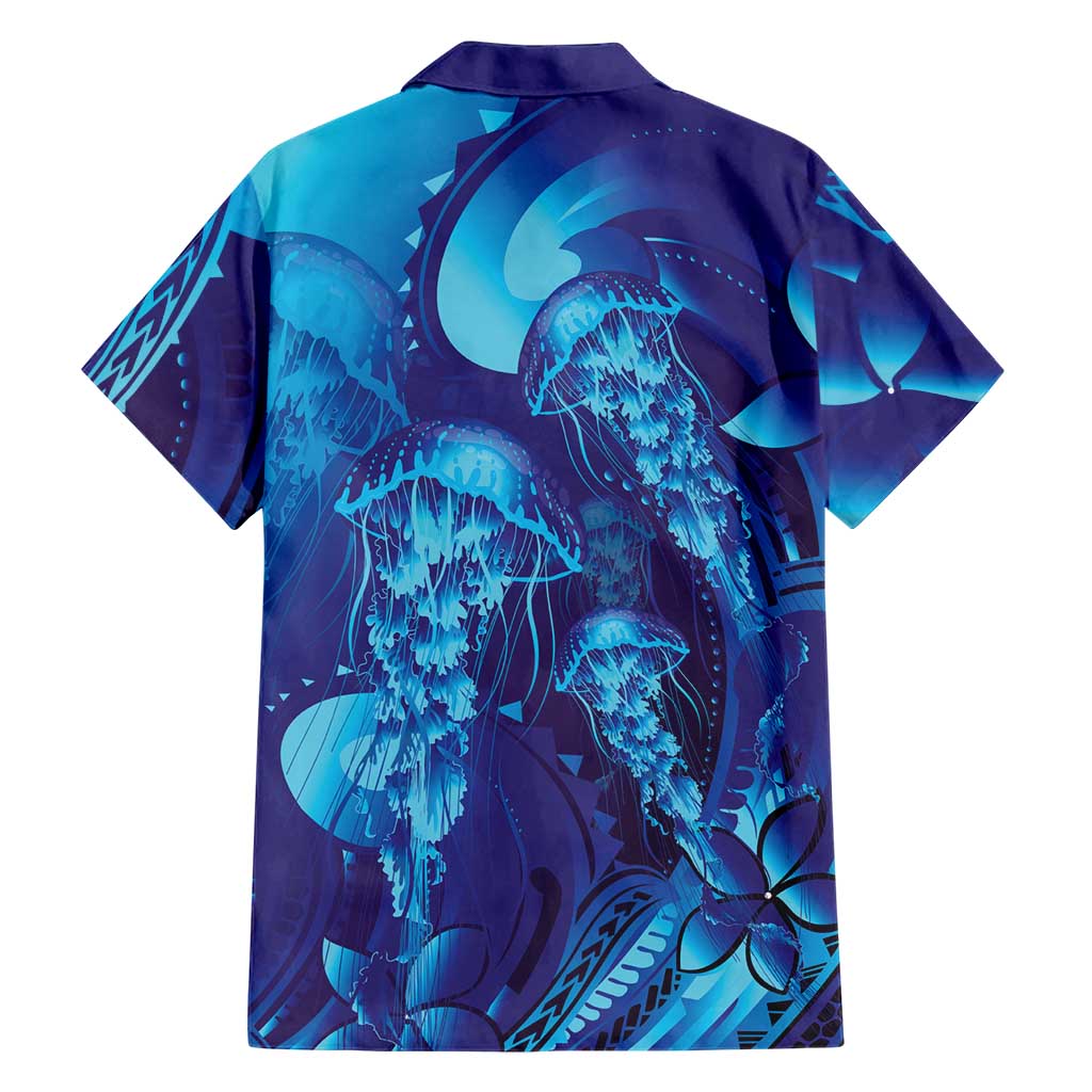 Purple Paradise Polynesia Jellyfish Hawaiian Shirt Plumeria Polynesian Tattoo Glowing Vibes
