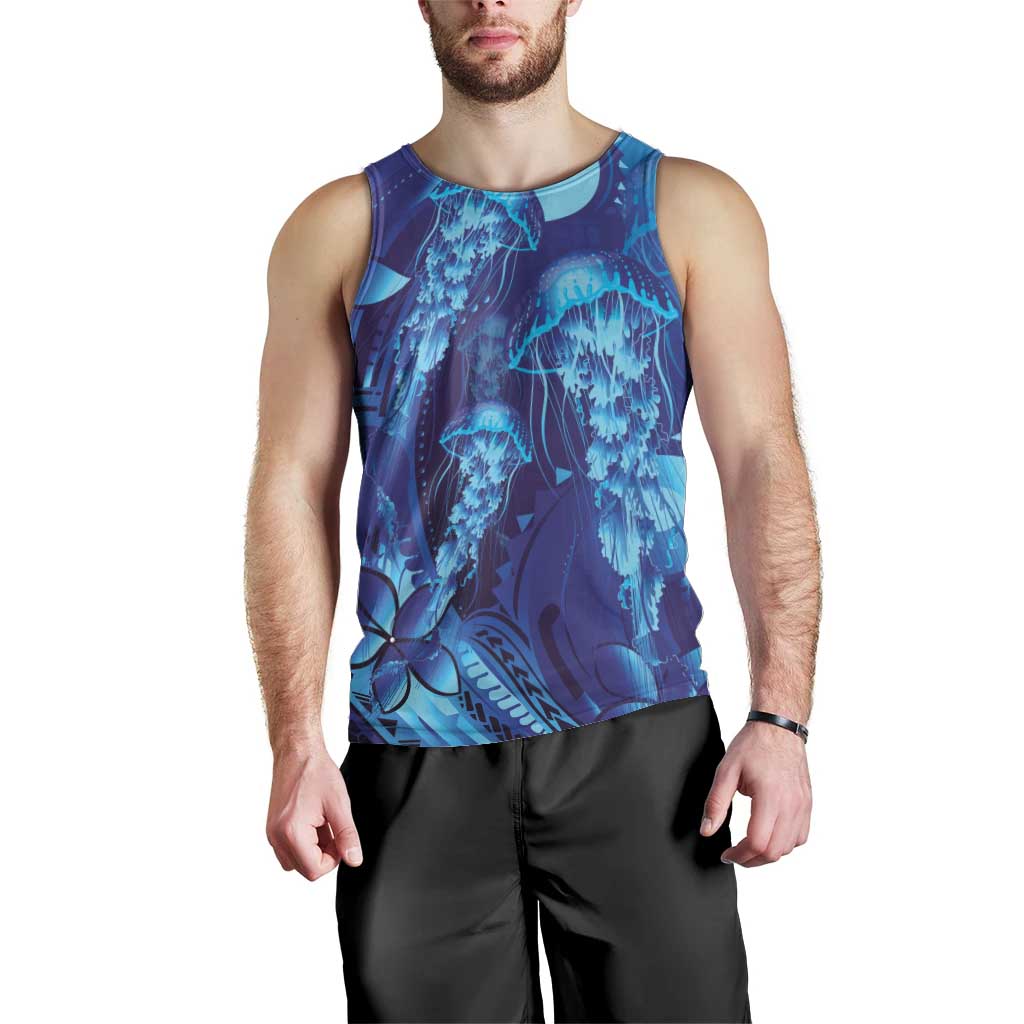 Purple Paradise Polynesia Jellyfish Men Tank Top Plumeria Polynesian Tattoo Glowing Vibes