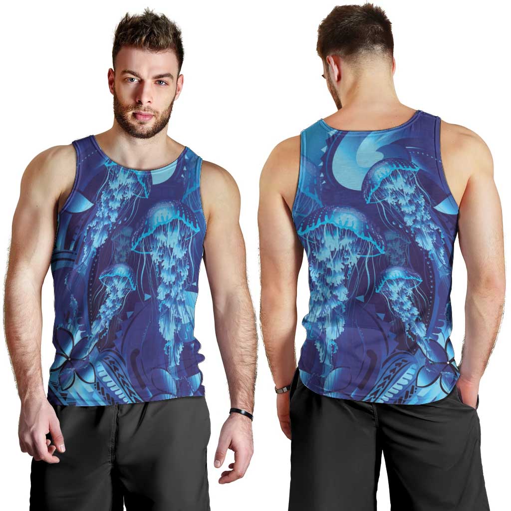 Purple Paradise Polynesia Jellyfish Men Tank Top Plumeria Polynesian Tattoo Glowing Vibes