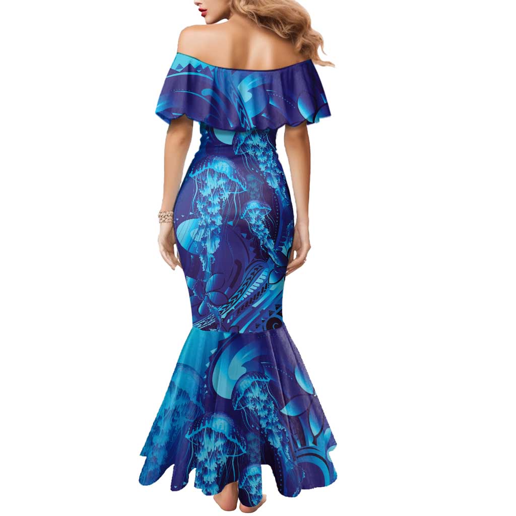 Purple Paradise Polynesia Jellyfish Mermaid Dress Plumeria Polynesian Tattoo Glowing Vibes LT14 - Polynesian Pride