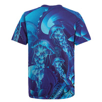 Purple Paradise Polynesia Jellyfish Rugby Jersey Plumeria Polynesian Tattoo Glowing Vibes