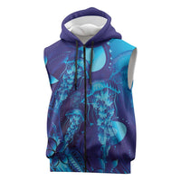 Purple Paradise Polynesia Jellyfish Sleeveless Zip Hoodie Plumeria Polynesian Tattoo Glowing Vibes LT14 Purple - Polynesian Pride