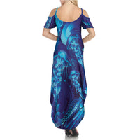Purple Paradise Polynesia Jellyfish Summer Maxi Dress Plumeria Polynesian Tattoo Glowing Vibes