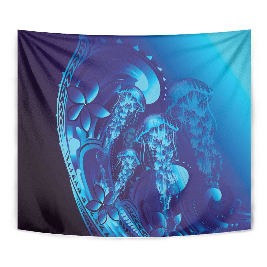 Purple Paradise Polynesia Jellyfish Tapestry Plumeria Polynesian Tattoo Glowing Vibes