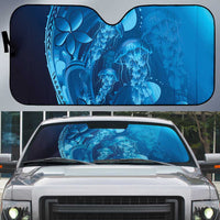 Blue Gradient Polynesia Jellyfish Auto Sun Shade Plumeria Polynesian Tattoo Glowing Vibes