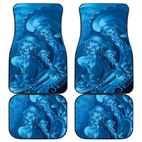 Blue Gradient Polynesia Jellyfish Car Mats Plumeria Polynesian Tattoo Glowing Vibes
