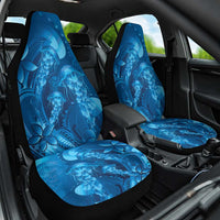 Blue Gradient Polynesia Jellyfish Car Seat Cover Plumeria Polynesian Tattoo Glowing Vibes