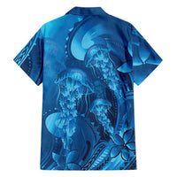 Blue Gradient Polynesia Jellyfish Family Matching Tank Maxi Dress and Hawaiian Shirt Plumeria Polynesian Tattoo Glowing Vibes