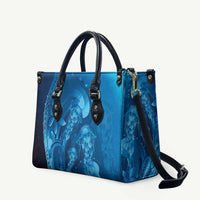 Blue Gradient Polynesia Jellyfish Leather Bag Plumeria Polynesian Tattoo Glowing Vibes