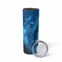 Blue Gradient Polynesia Jellyfish Skinny Tumbler Plumeria Polynesian Tattoo Glowing Vibes