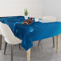 Blue Gradient Polynesia Jellyfish Tablecloth Plumeria Polynesian Tattoo Glowing Vibes